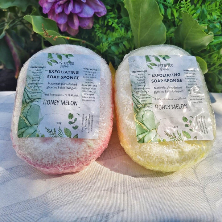 Exfoliating Soap Sponge – Plant - Based Glycerin Cleanser for Smooth Skin JUSTBLiSS Naturals