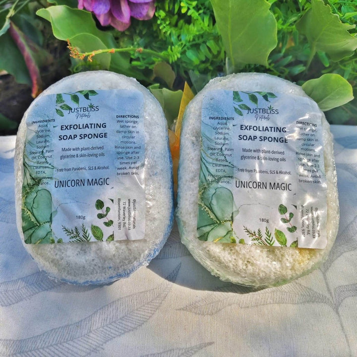 Exfoliating Soap Sponge – Plant - Based Glycerin Cleanser for Smooth Skin JUSTBLiSS Naturals
