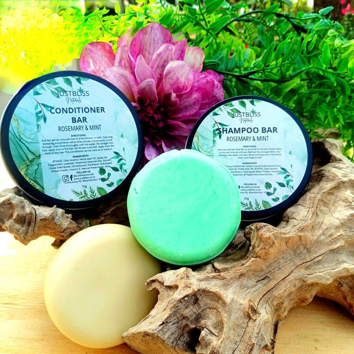 Zero Waste Shampoo & Conditioner Bar Bundle in Tin – Plastic - Free, Natural Hair Care JUSTBLiSS Naturals