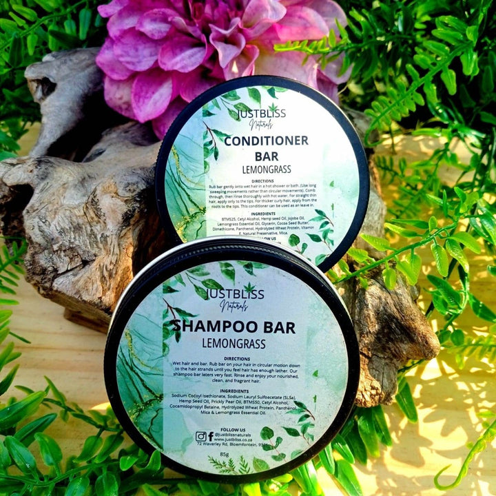 Zero Waste Shampoo & Conditioner Bar Bundle in Tin – Plastic - Free, Natural Hair Care JUSTBLiSS Naturals