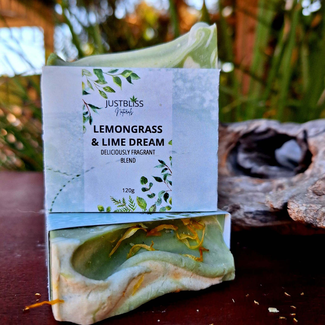 Artisan Soap Bar and Bath Bombs Combo with Lemongrass & Lime Dream Fragrance.