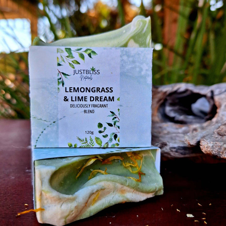 Artisan Soap Bar and Bath Bombs Combo with Lemongrass & Lime Dream Fragrance.