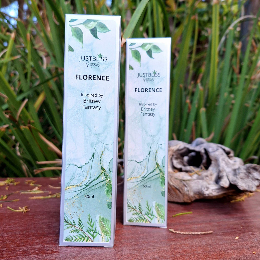 Floral perfume bottle and packaging, 50ml, inspired by Britney Fantasy.