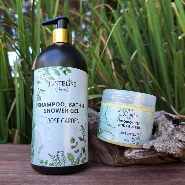 COMBO BODY WASH & BODY BUTTER with lemongrass scent for gentle cleansing and complete hydration.