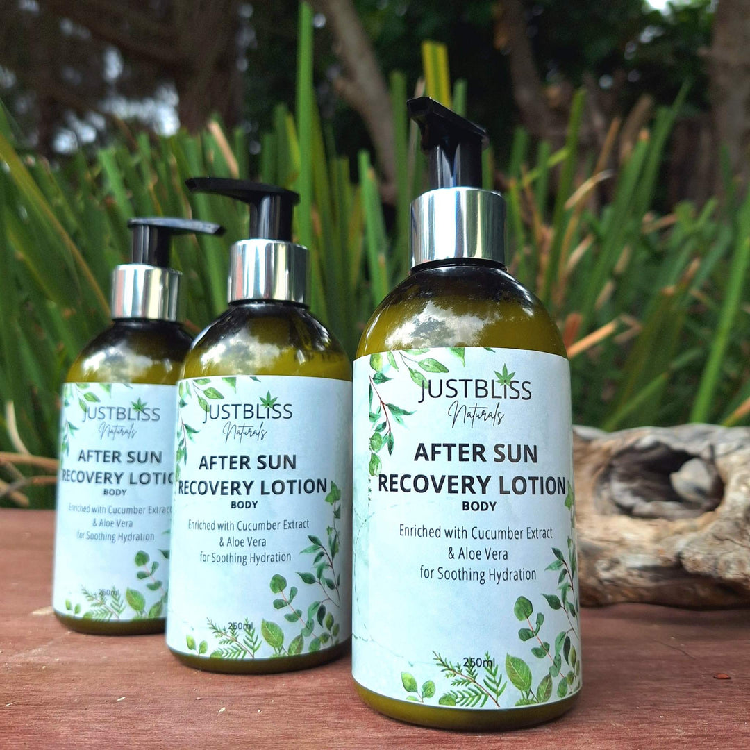 Plant-based sun protection combo with SPF 20 face sunscreen, SPF 30 body sunscreen, and after-sun soothing lotion.