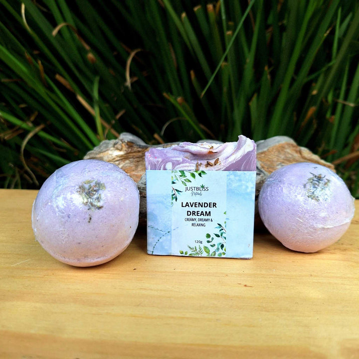 Artisan Luxury Bath Set - Soap Bar and Bath Bombs Combo with Lavender Fragrance