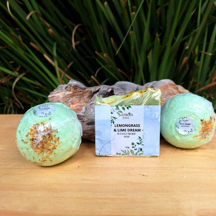 Artisan Luxury Bath Set - Soap Bar and Bath Bombs Combo with Plant-Based Oils on Display