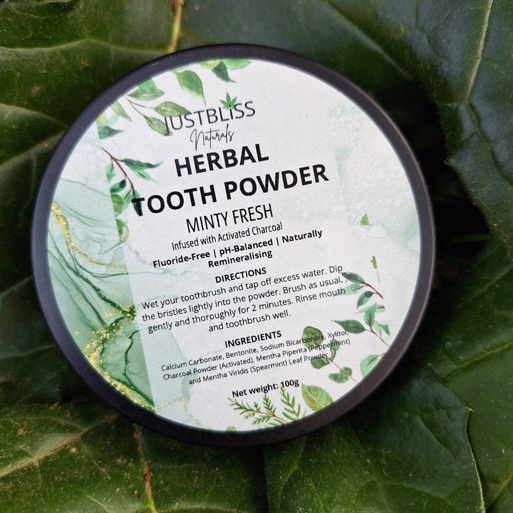 Herbal Tooth Powder – Minty Fresh, Fluoride-Free Natural Whitening - JUSTBLiSS Naturals