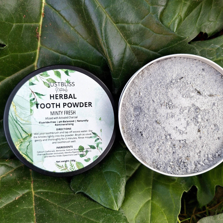 Herbal Tooth Powder – Minty Fresh, Fluoride-Free Natural Whitening - JUSTBLiSS Naturals