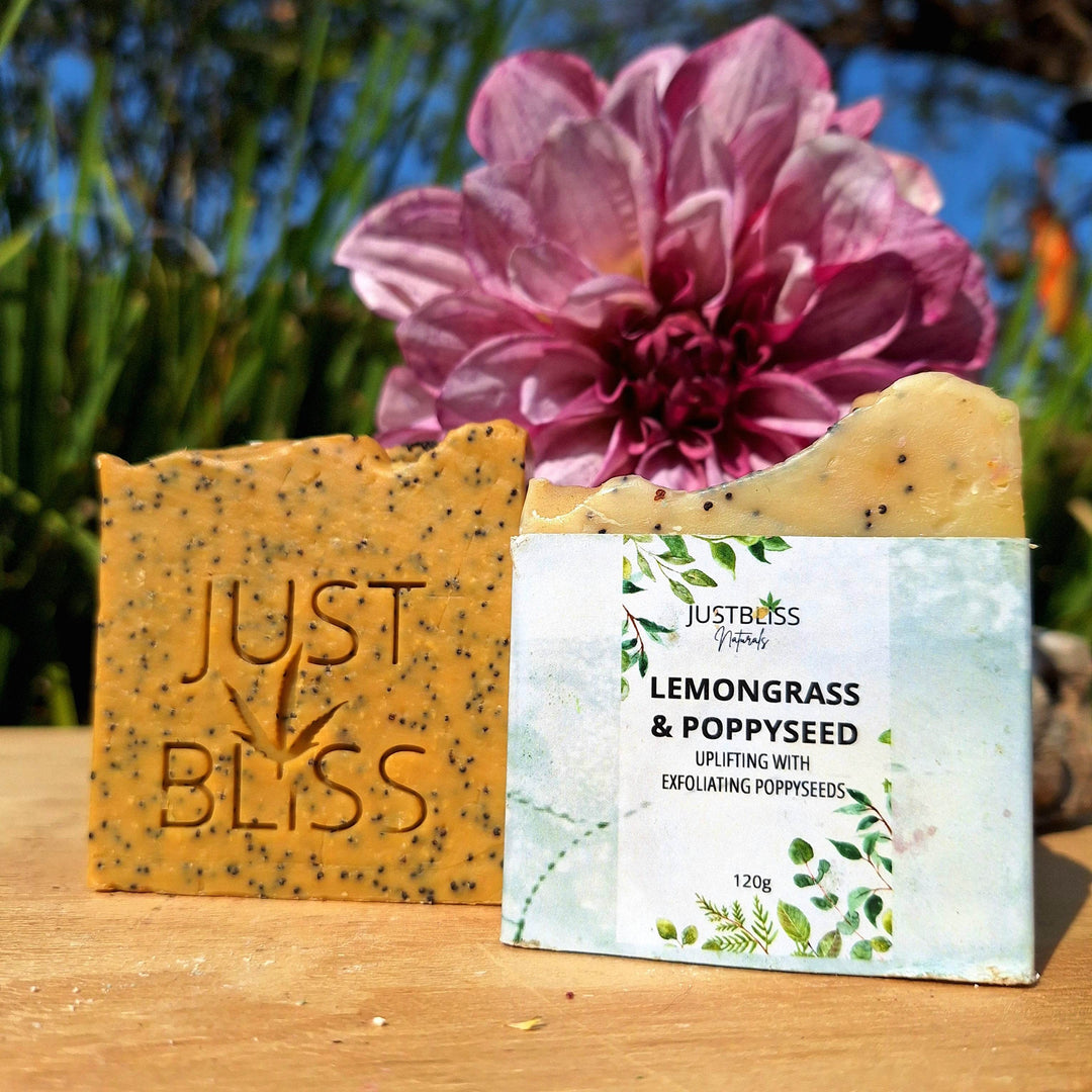 Lemongrass & Poppyseed Soap Bar – Detoxifying, Exfoliating Cleanser - JUSTBLiSS Naturals