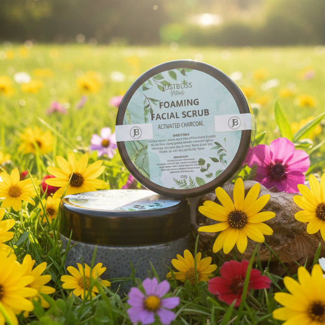 Activated Charcoal Body &amp; Facial Scrub – Detoxifying Natural Exfoliant, 250g - JUSTBLiSS Naturals