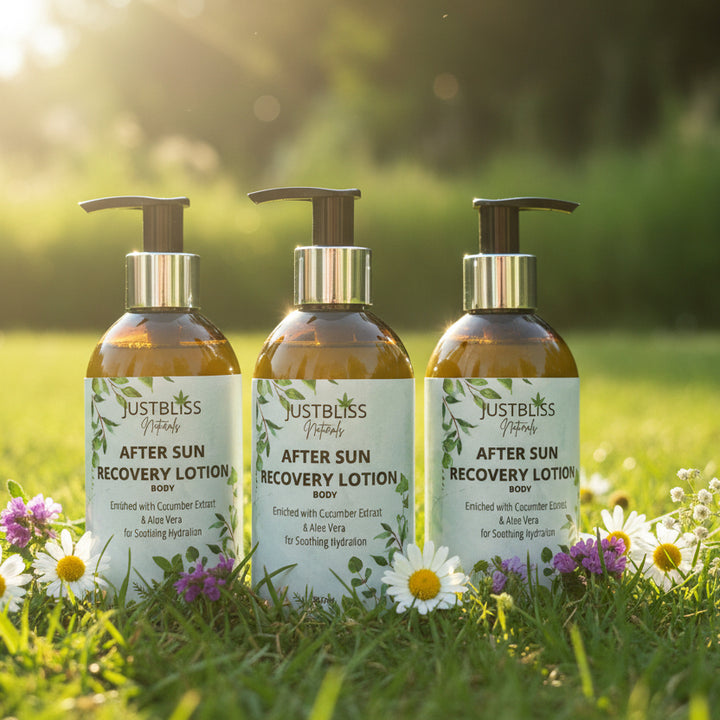 After Sun Lotion with Aloe &amp; Hemp – Natural Cooling Relief for Skin - JUSTBLiSS Naturals