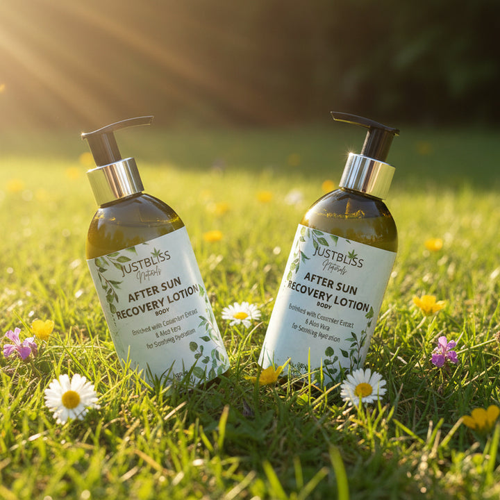 After Sun Lotion with Aloe &amp; Hemp – Natural Cooling Relief for Skin - JUSTBLiSS Naturals
