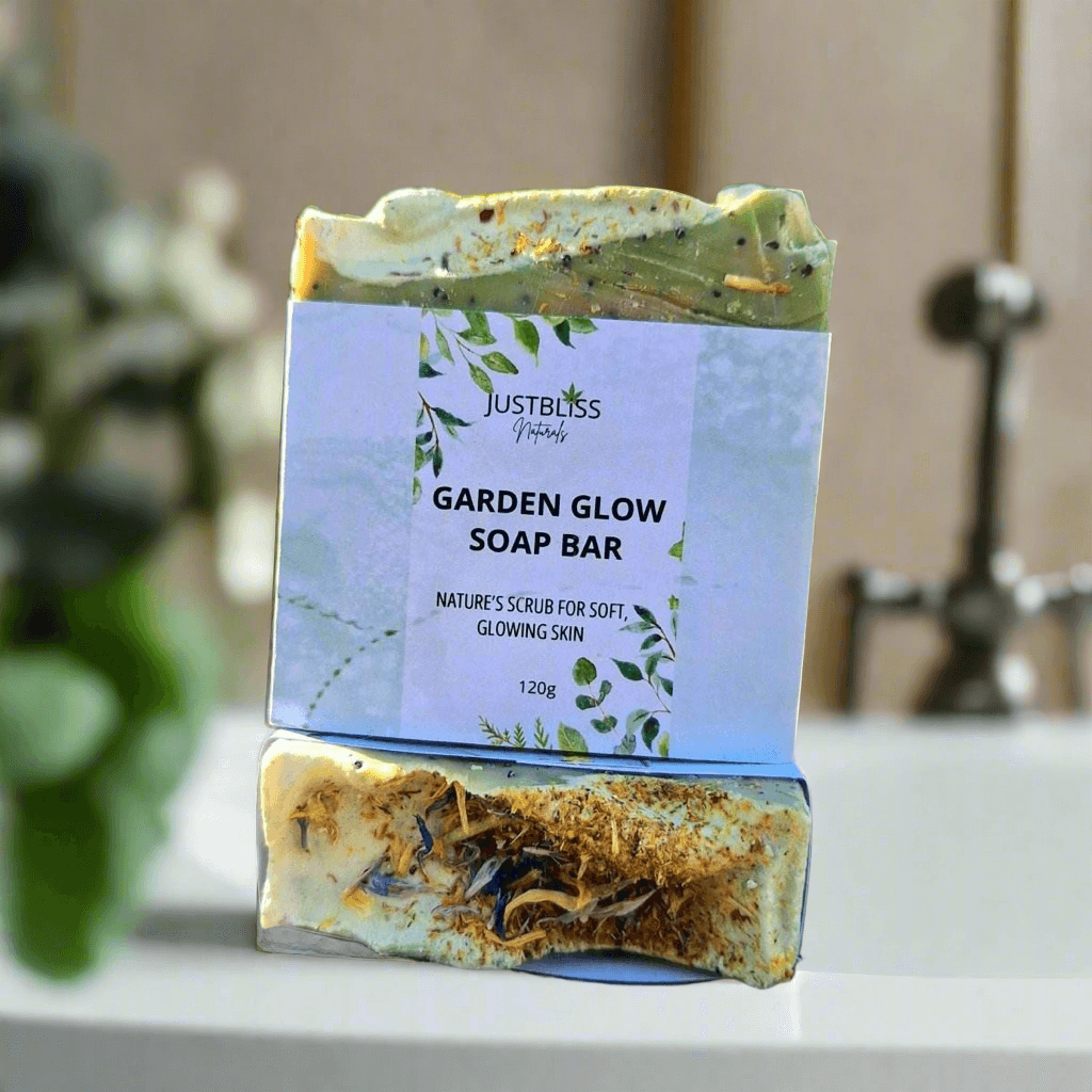 Garden Glow Natural Exfoliating Soap Bar – Plant-Powered Softness for Gardeners - JUSTBLiSS Naturals