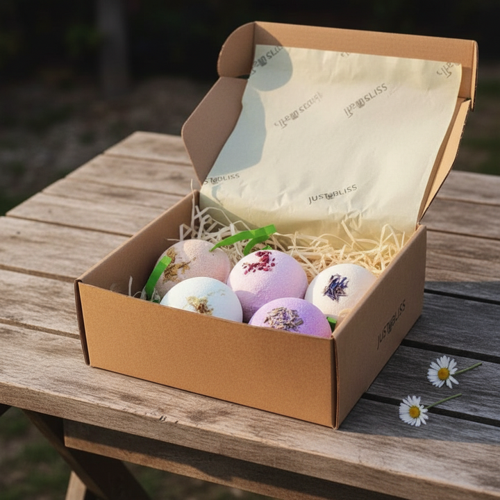 Bath Bomb Gift Box – 5 Handmade Plant-Based Aromatherapy Bombs