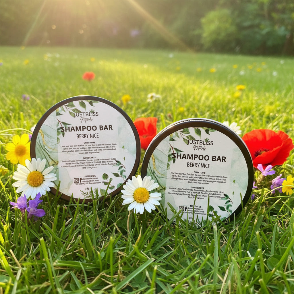 Eco - Friendly Shampoo Bar in Tin – Plant - Based, Travel - Ready Hair Care JUSTBLiSS Naturals