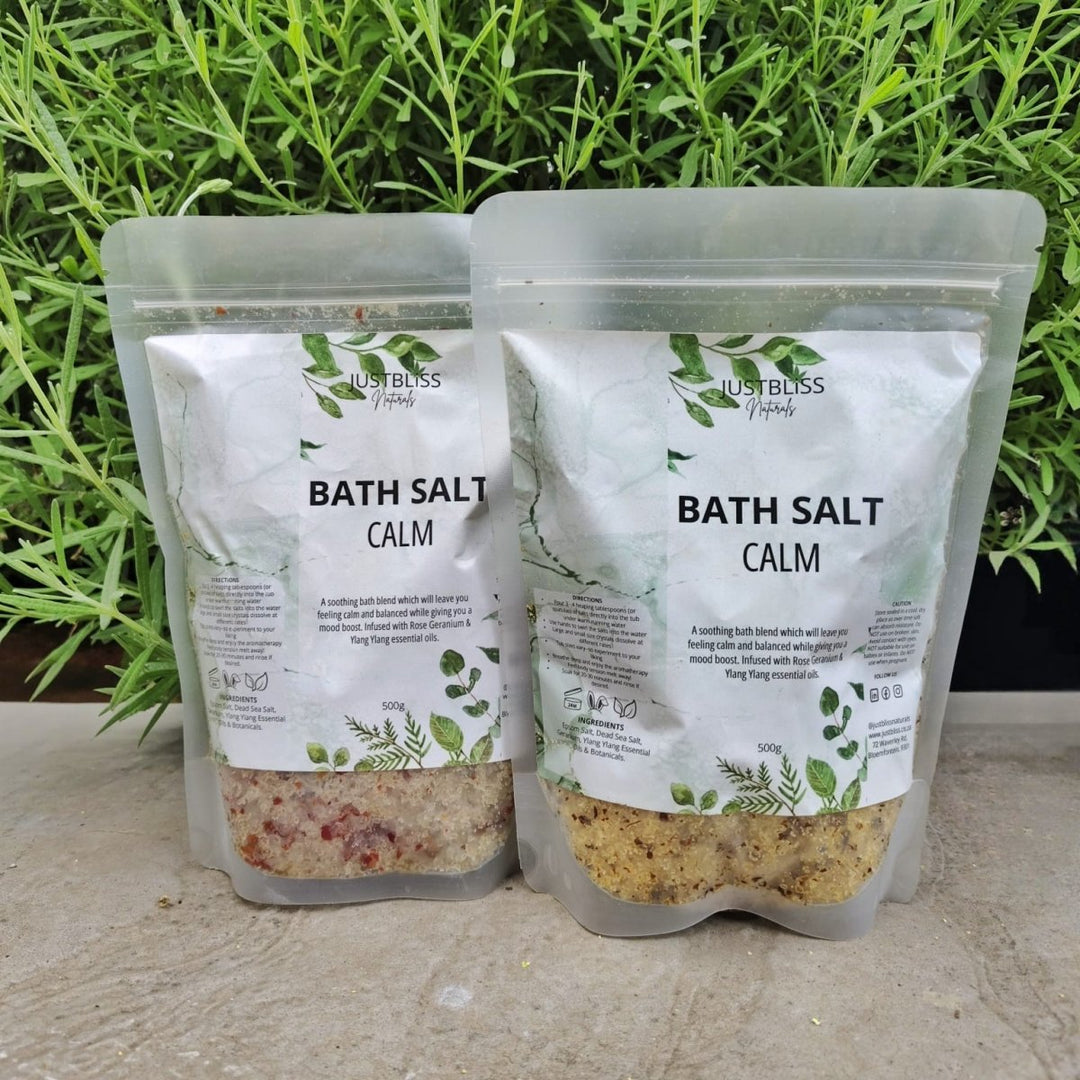 Calm Bath Salts – Mineral Soak with Geranium & Ylang-Ylang Oils - JUSTBLiSS Naturals