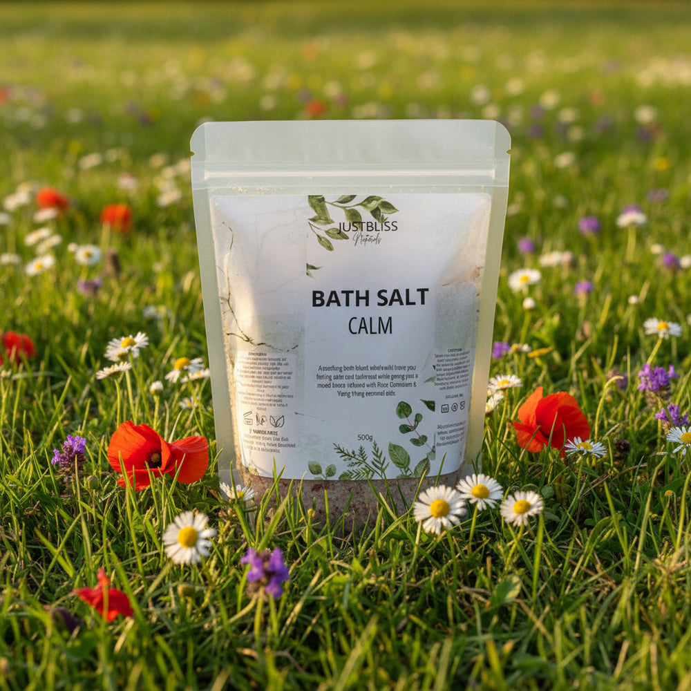Calm Bath Salts – Mineral Soak with Geranium & Ylang-Ylang Oils - JUSTBLiSS Naturals