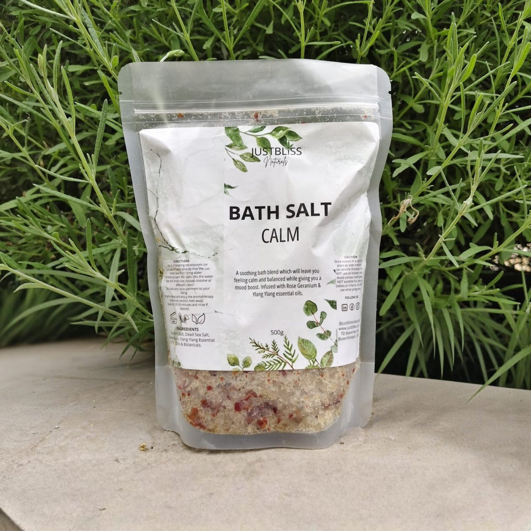 Calm Bath Salts – Mineral Soak with Geranium &amp; Ylang-Ylang Oils - JUSTBLiSS Naturals
