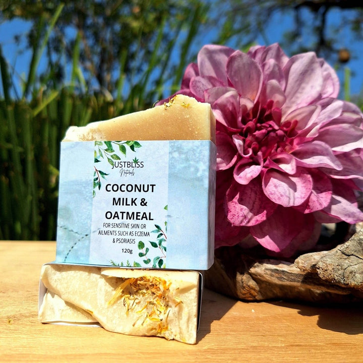 Coconut Milk &amp; Oatmeal Soap Bar – Unscented Relief for Sensitive Skin - JUSTBLiSS Naturals