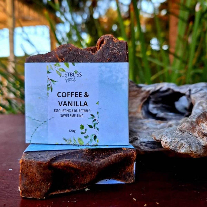 Coffee &amp; Vanilla Exfoliating Vegan Soap Bar – Nourishing Mango Butter - JUSTBLiSS Naturals
