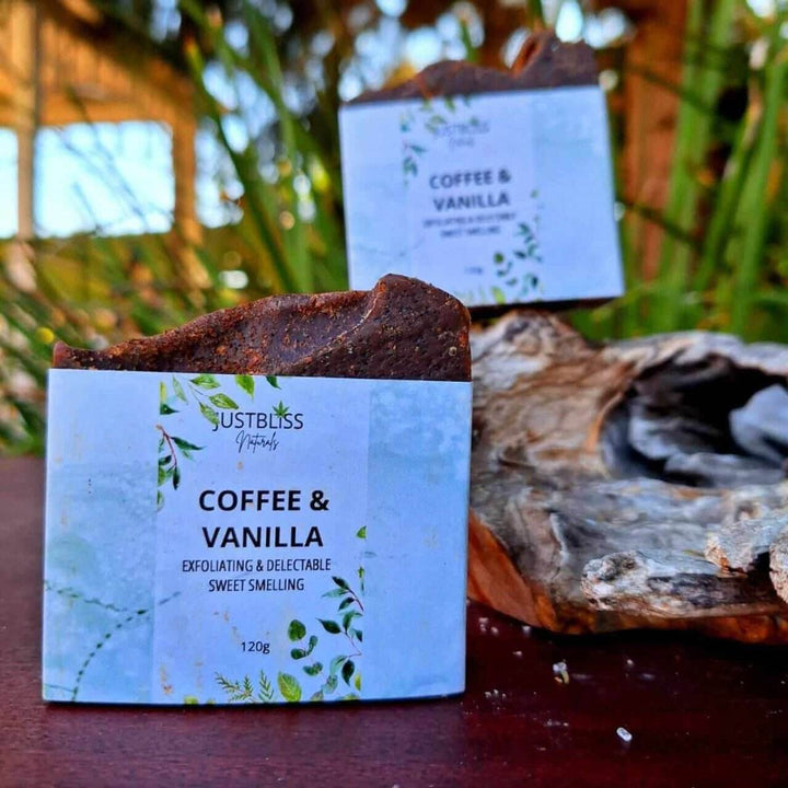 Coffee &amp; Vanilla Exfoliating Vegan Soap Bar – Nourishing Mango Butter - JUSTBLiSS Naturals