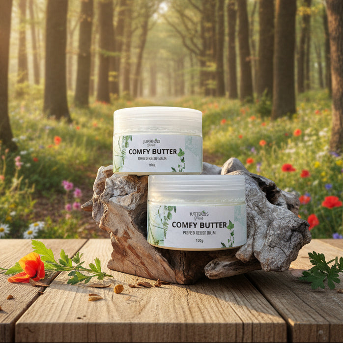 Comfy Butter Herbal Period Relief Balm – Shea &amp; Botanical Comfort - JUSTBLiSS Naturals