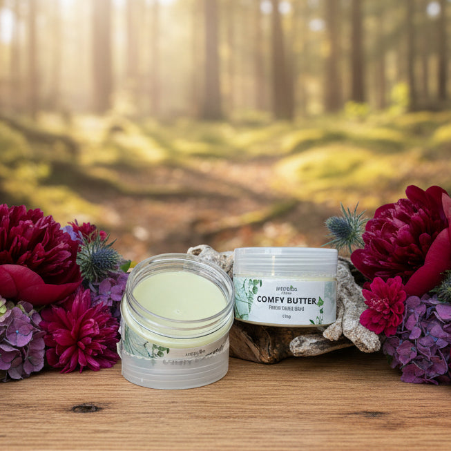 Comfy Butter Herbal Period Relief Balm – Shea & Botanical Comfort - JUSTBLiSS Naturals