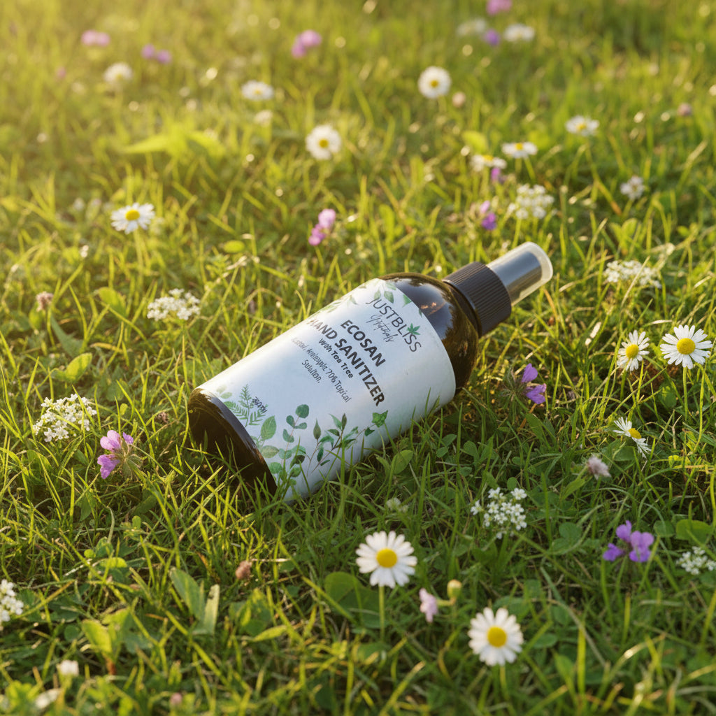 EcoSan 70% Alcohol Hand Sanitizer – Plant-Based with Tea Tree Oil - JUSTBLiSS Naturals