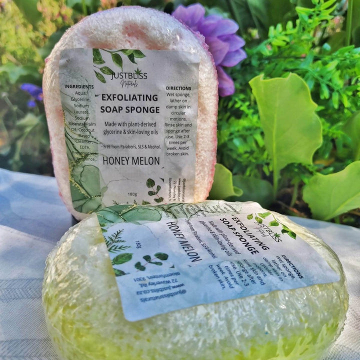 Exfoliating Soap Sponge – Plant-Based Glycerin Cleanser for Glowing Skin - JUSTBLiSS Naturals