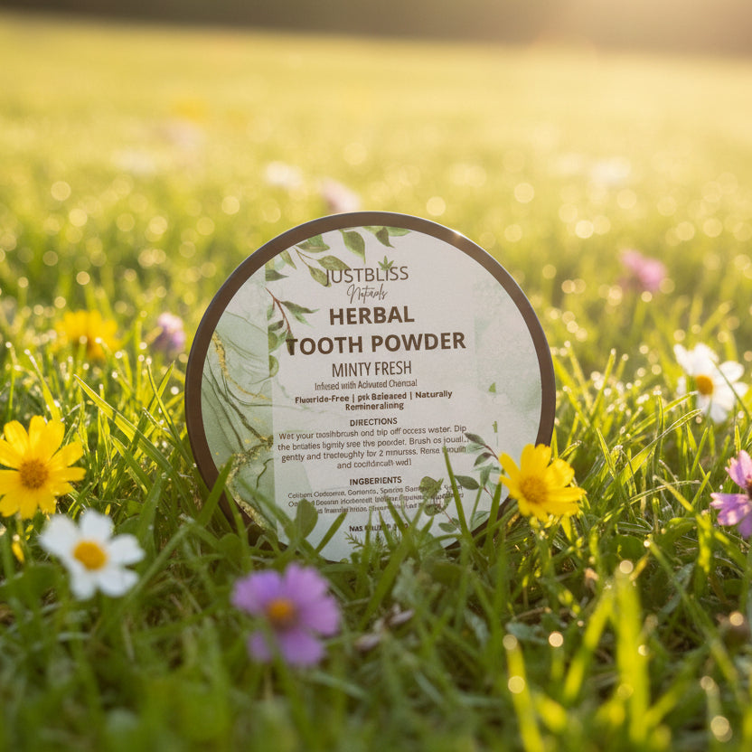 Herbal Tooth Powder – Minty Fresh, Fluoride-Free Natural Whitening - JUSTBLiSS Naturals