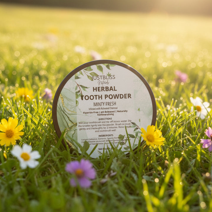 Herbal Tooth Powder – Minty Fresh, Fluoride-Free Natural Whitening - JUSTBLiSS Naturals