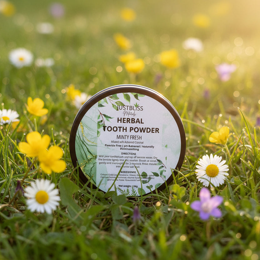 Herbal Tooth Powder – Minty Fresh, Fluoride-Free Natural Whitening - JUSTBLiSS Naturals