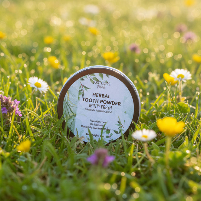 Herbal Tooth Powder – Minty Fresh, Fluoride-Free Natural Whitening - JUSTBLiSS Naturals