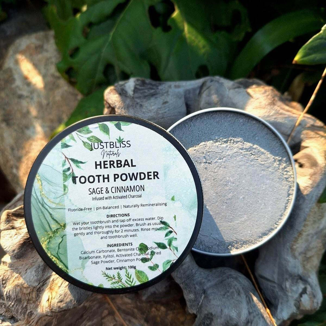 Herbal Tooth Powder – Sage & Cinnamon Remineralising Oral Care - JUSTBLiSS Naturals
