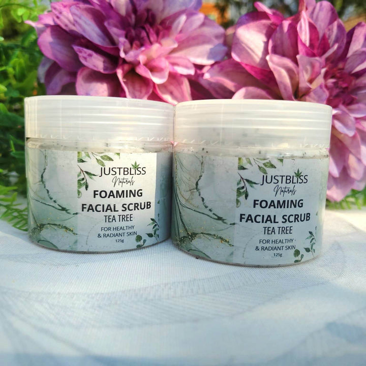 Tea Tree & Mint Facial Scrub – Purifying Exfoliant for Acne-Prone Skin - JUSTBLiSS Naturals