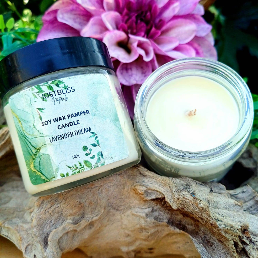 Pamper Soy Massage Candle 100ml – Multi-Use, Natural Scents - JUSTBLiSS Naturals