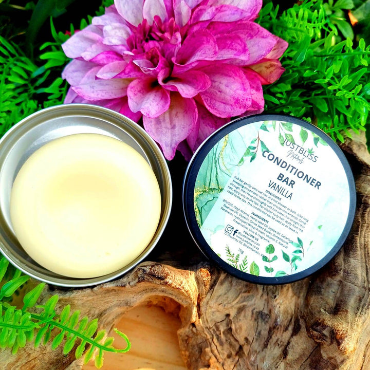 Nourishing Hair Conditioner Bar in Tin – Zero Waste, Plant-Based Care - JUSTBLiSS Naturals