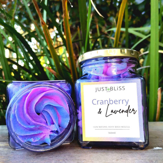 JUSTBLISS: cranberry and lavender bath and shower mousse