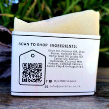 Load image into Gallery viewer, JUSTBLISS: SOAP BAR: Coconut Milk &amp; Oatmeal. For Sensitive Skin
