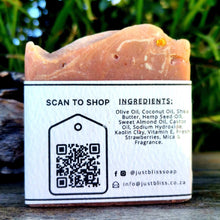 Load image into Gallery viewer, JUSTBLISS: SOAP BAR: Strawberries &amp; Cream. Exfoliate.
