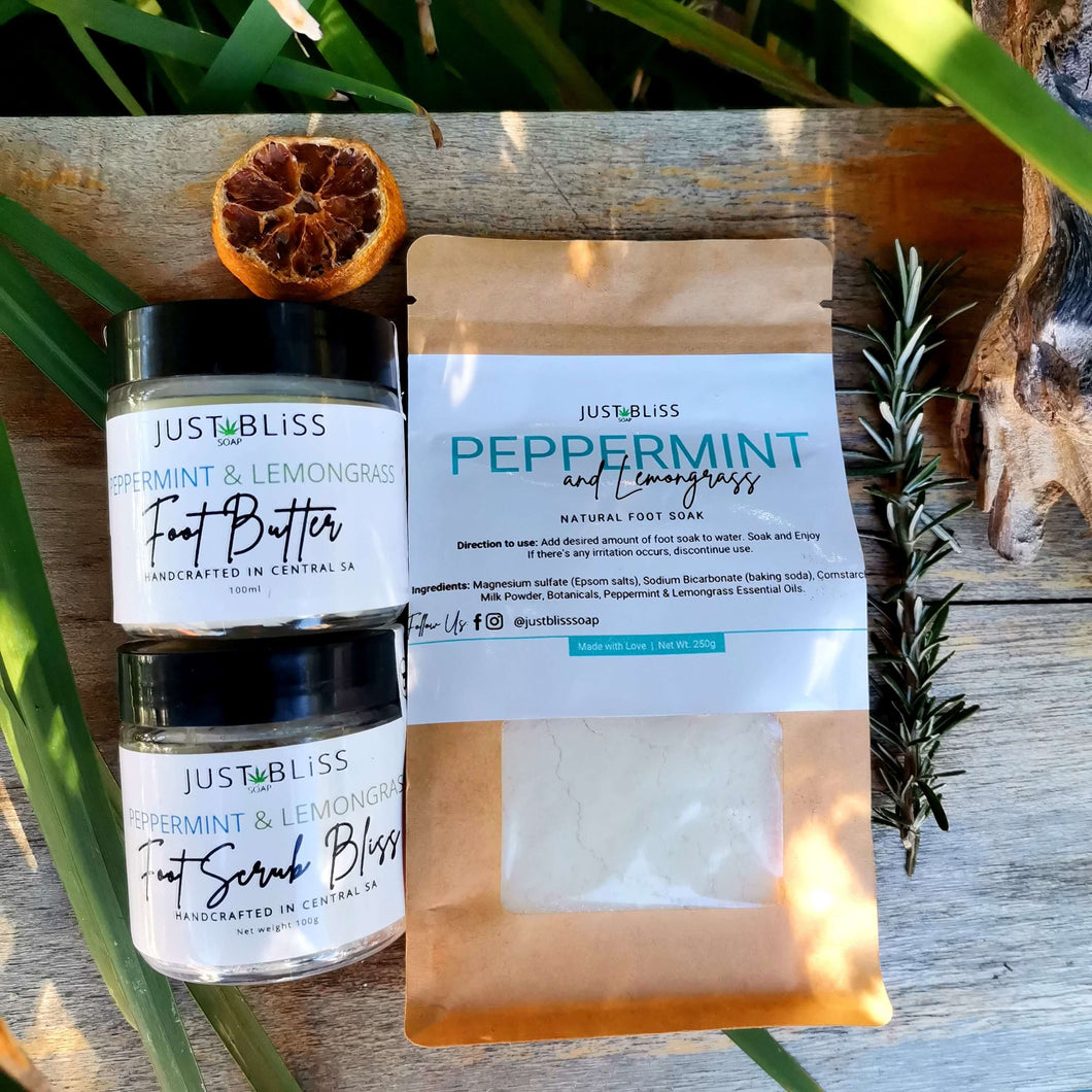 COMBO FOOT CARE: Peppermint & Lemongrass (Scrub, Butter & Soak)