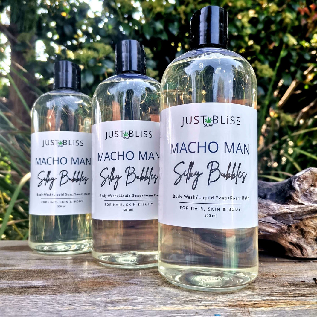 JUSTBLISS: SILKY BUBBLES / LIQUID SOAP: Macho Man (500ml)