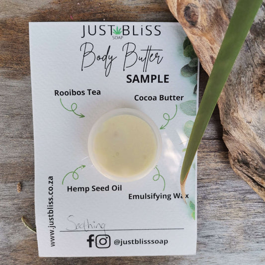 JUSTBLISS: Rooibos tea BODY BUTTER: Sample Soothing- 10ml