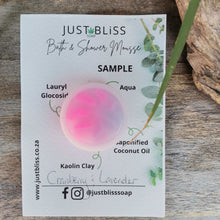 Load image into Gallery viewer, JUSTBLISS: BATH AND SHOWER MOUSE: Sample Cranberry and Lavender -10ml
