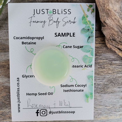 JUSTBLISS: BODY SCRUB :Sample Rosemary and mint - 10ml