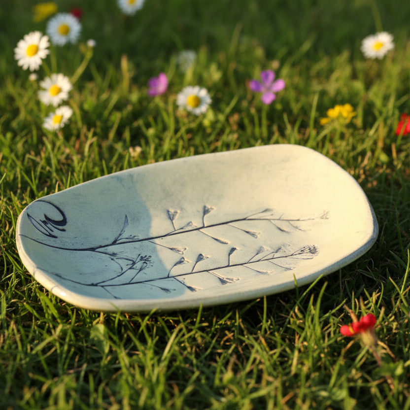 Handmade Ceramic Soap Dish | Botanical Eco-Friendly Bathroom Decor