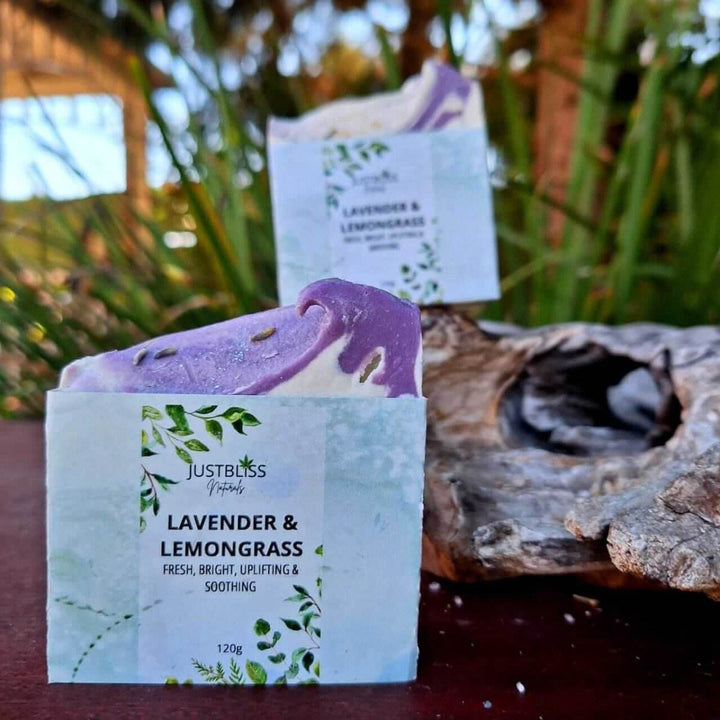 Lavender &amp; Lemongrass Natural Soap Bar – Vegan, Uplifting &amp; Eco-Friendly Cleanse - JUSTBLiSS Naturals