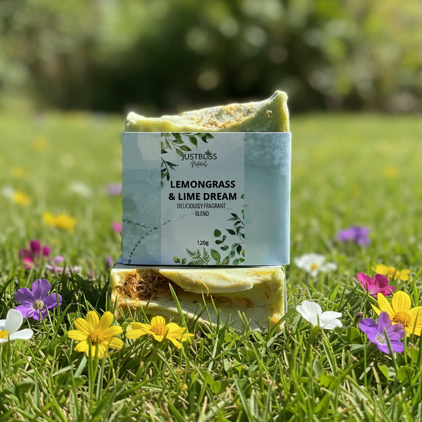 Lemongrass & Lime Natural Soap Bar – Vegan, Zesty & Nourishing Cleanse - JUSTBLiSS Naturals