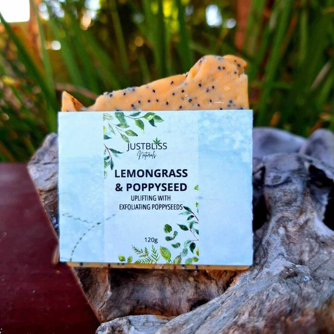 Lemongrass &amp; Poppyseed Soap Bar – Vegan Detoxifying Exfoliant - JUSTBLiSS Naturals